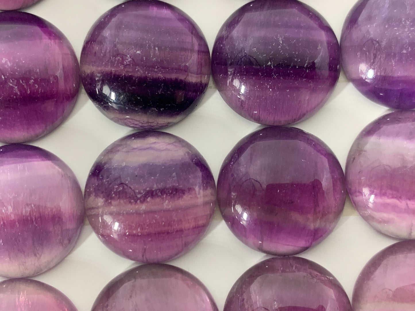 Purple Fluorite round 18mm cabochon - Calibrated cabochons
