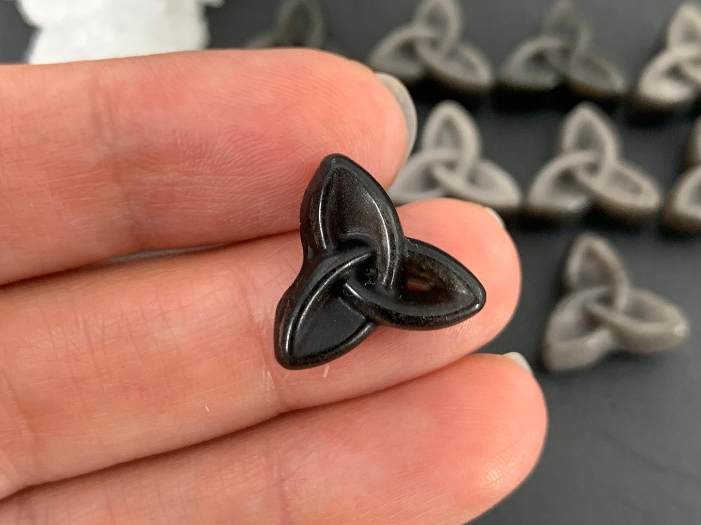 Silver Obsidian reuleaux triangle 15x17mm carving