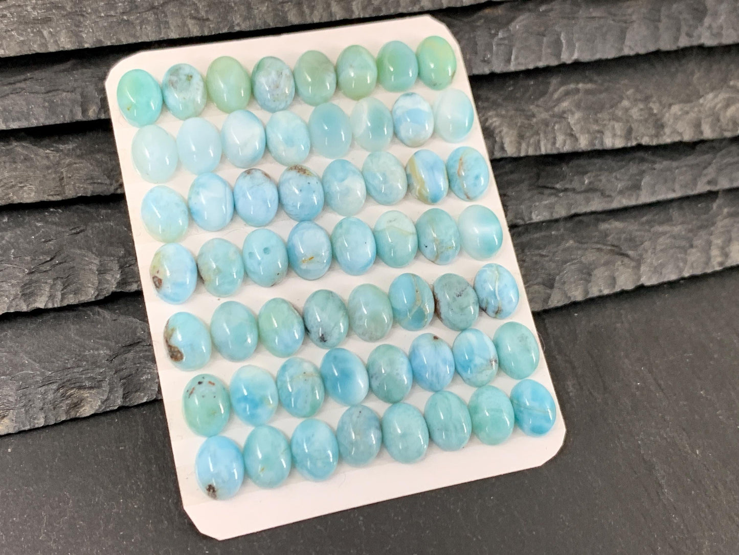 Larimar oval 6x8mm long cabochon - Calibrated cabochons