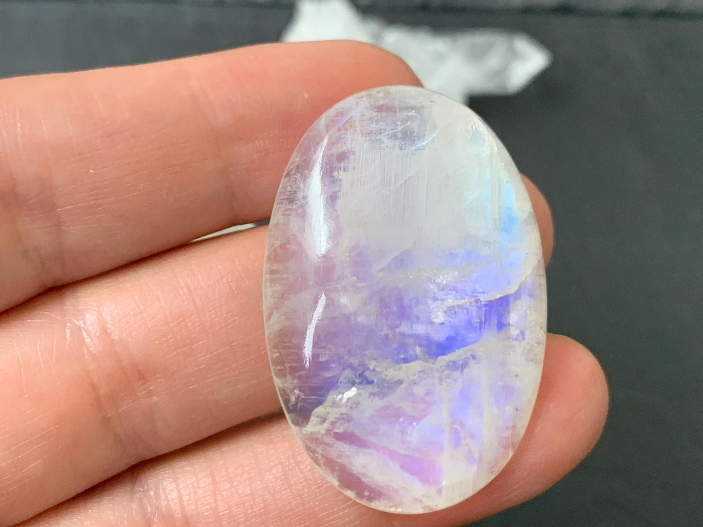 Rainbow Moonstone 38x25x7mm cabochon