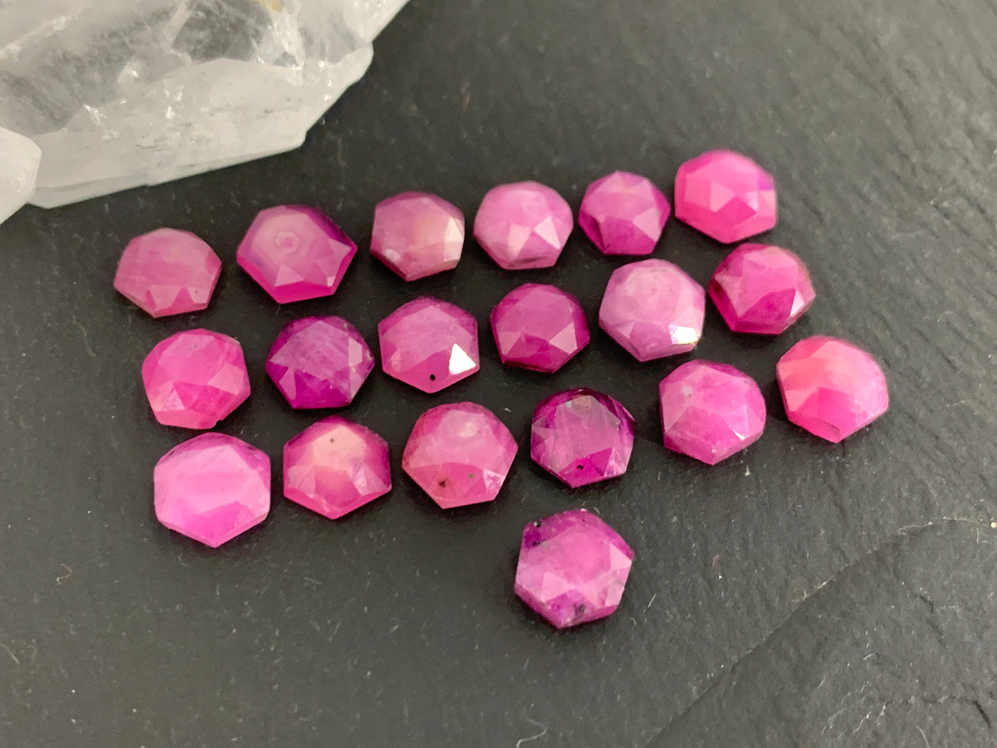 Faceted Pink Sapphire hexagon 7mm cabochon