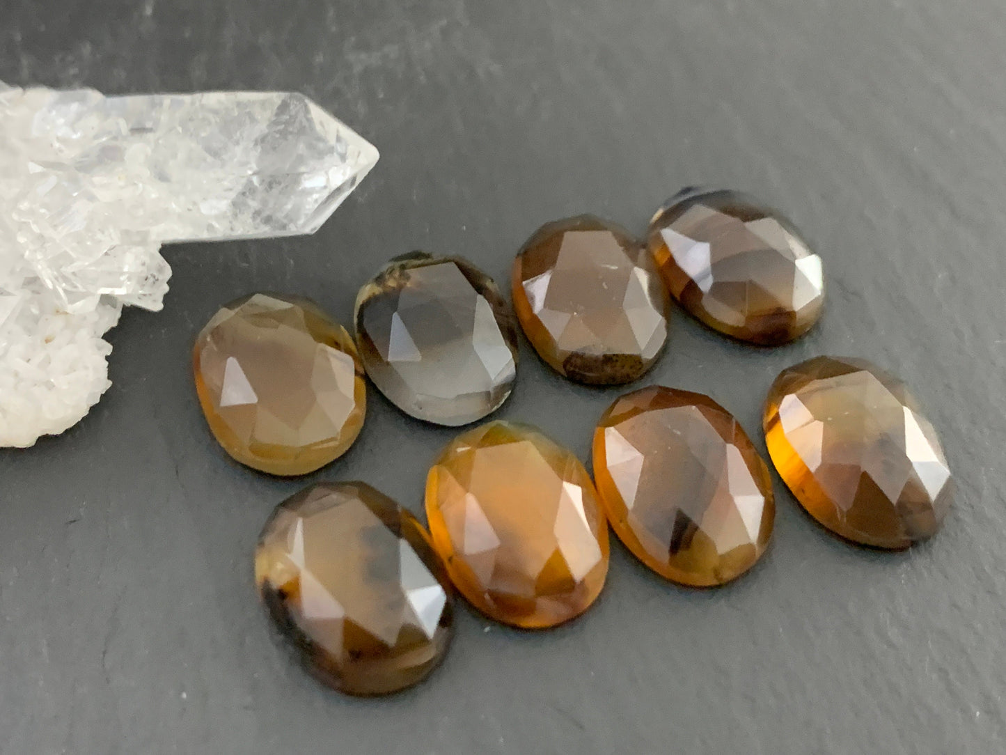 Faceted Montana Agate oval 10x14mm cabochon