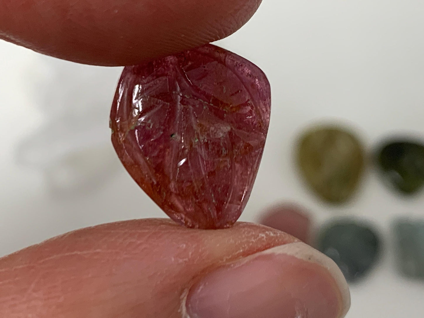 Discounted carved Tourmaline 11-17mm long cabochon - Select your piece