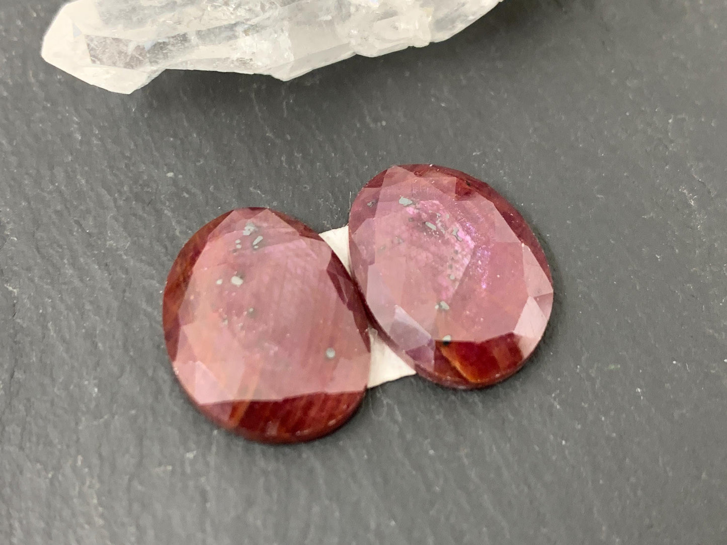 Faceted Ruby pair 12x17x4mm cabochon