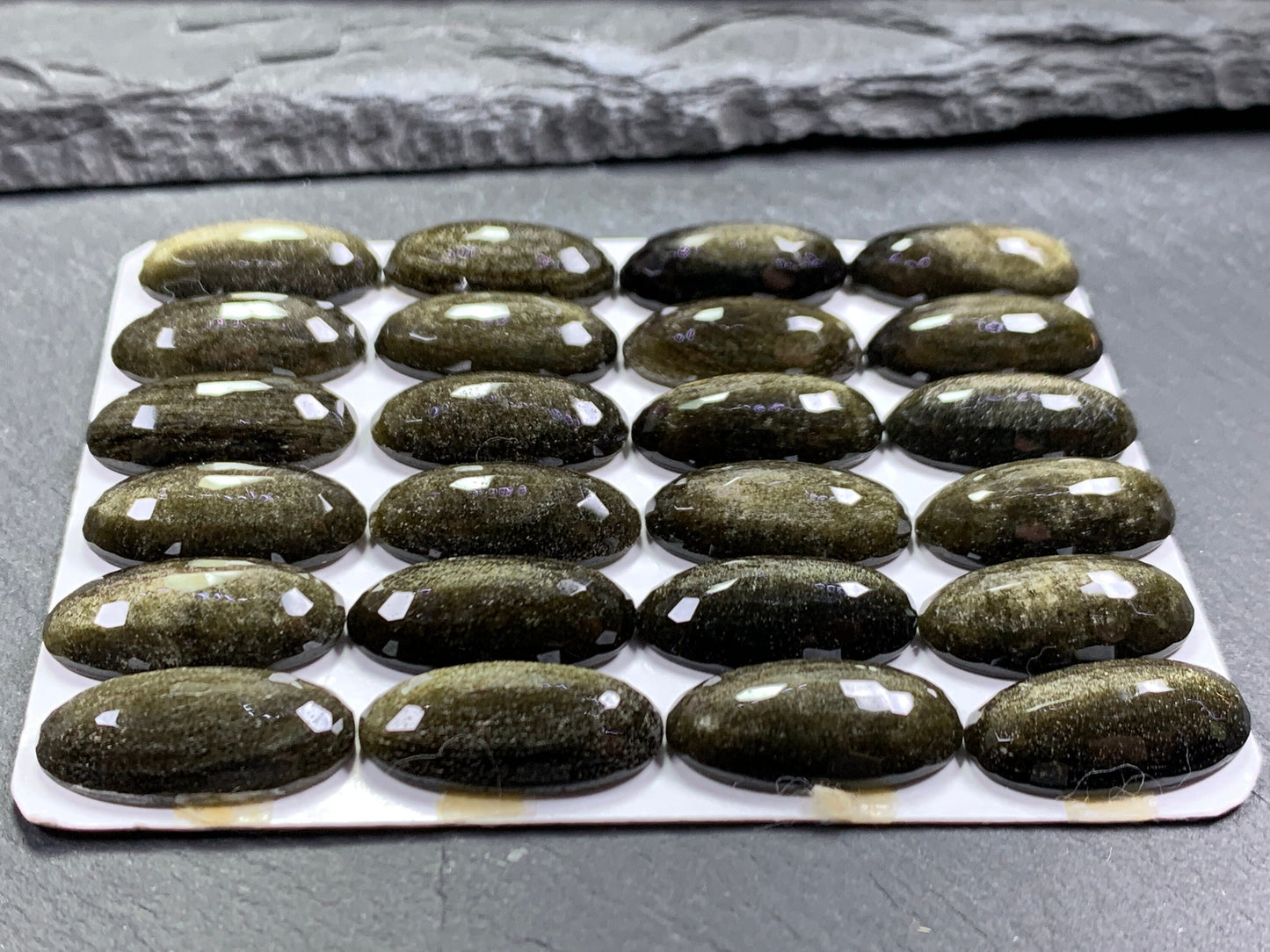 Faceted Gold Obsidian oval 10x20mm cabochon - Calibrated cabochons