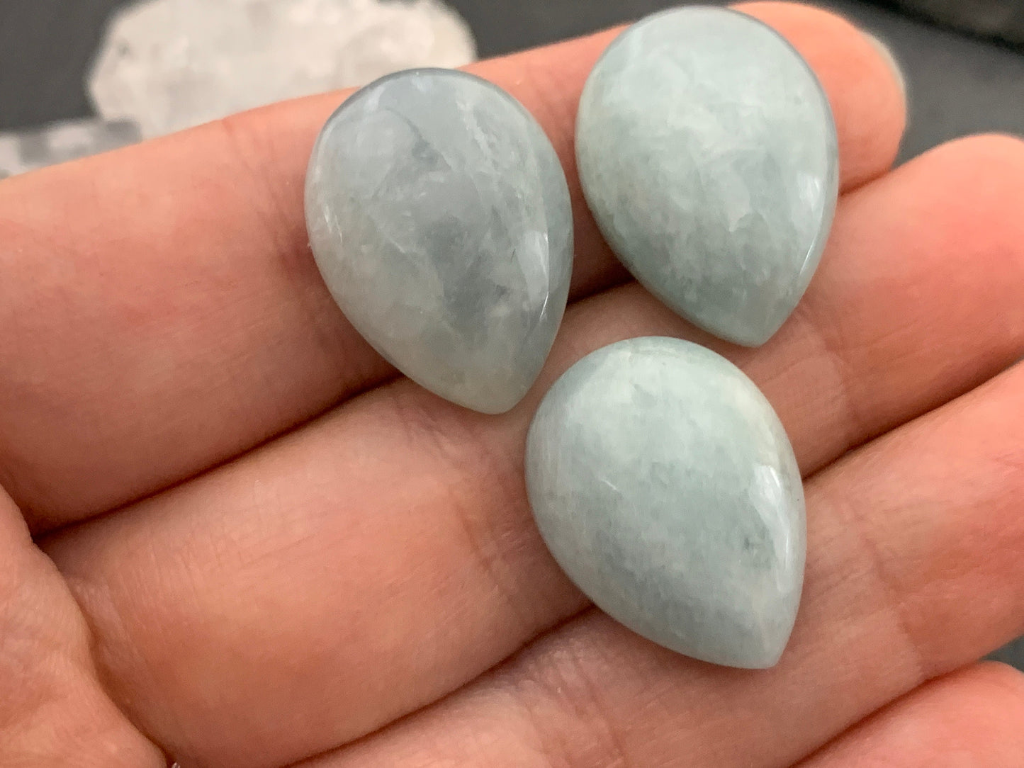 Aquamarine pear 15x20mm cabochon - Calibrated cabochons