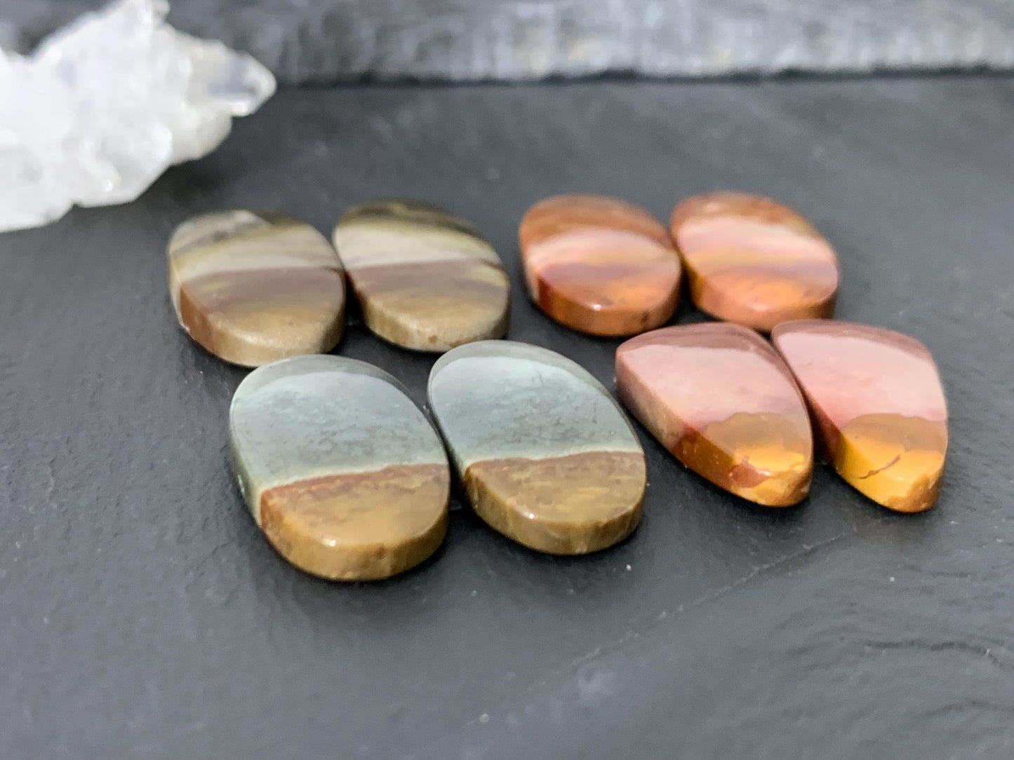 Polychrome Jasper cabochon pair