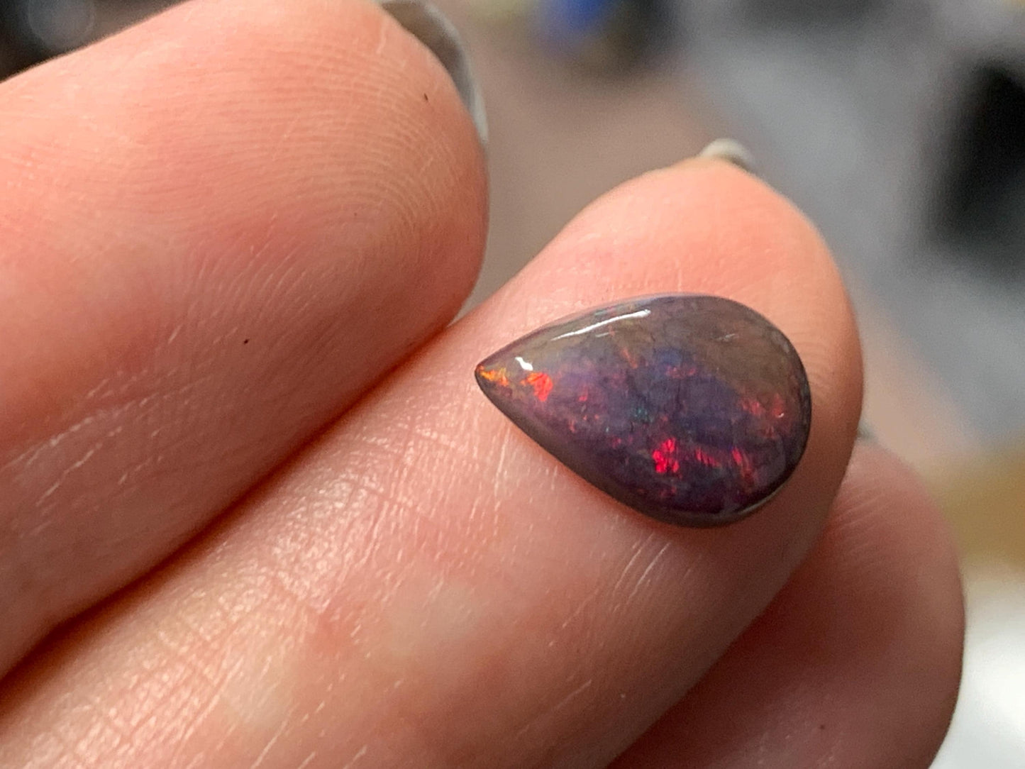 Natural Ethiopian Black Opal 7x11x3mm cabochon