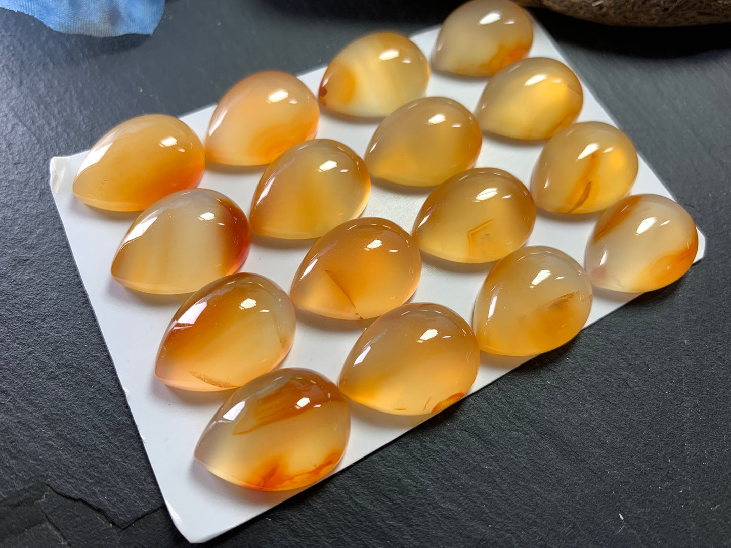 Carnelian pear 15x20mm cabochon - Calibrated cabochons