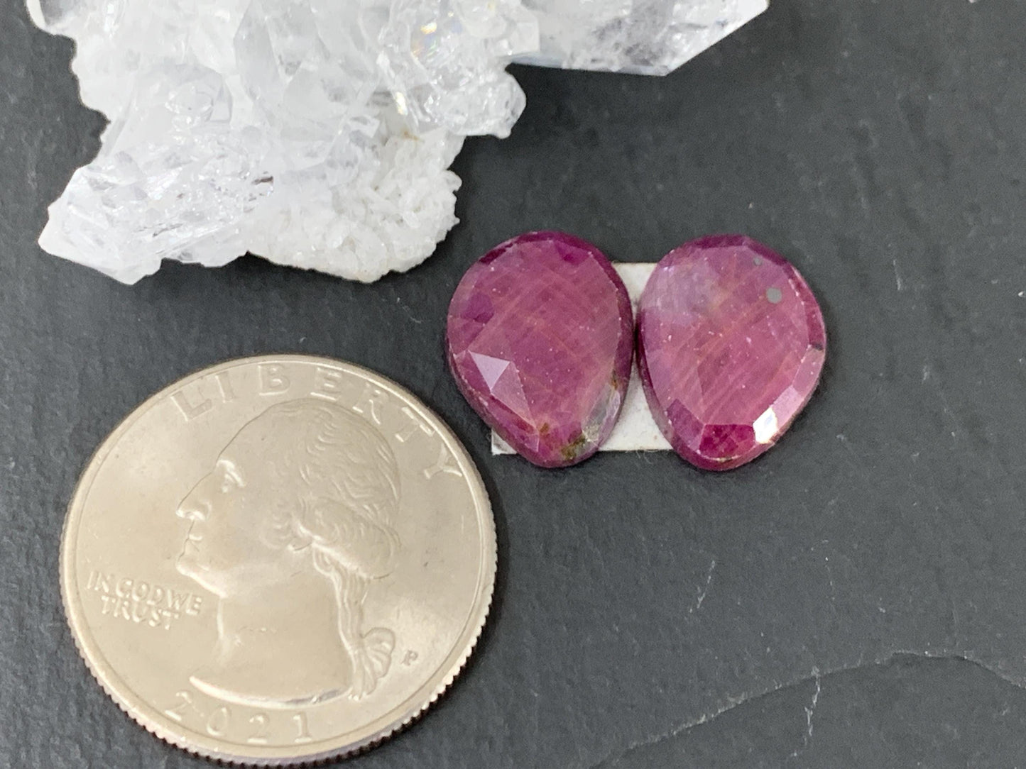 Faceted Ruby pair 11x14x4mm cabochon