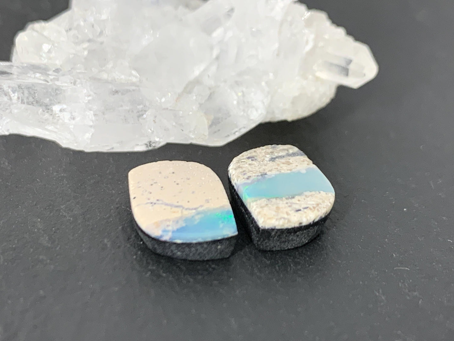 Australian Opal doublet 8x12x3.5mm pair of cabochons