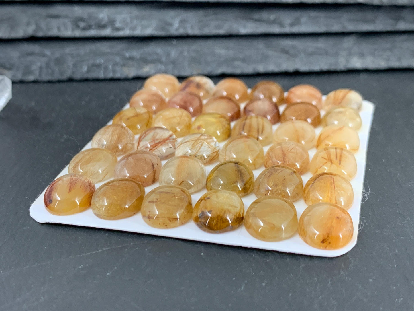 Rutilated Quartz oval 10x12mm cabochon - Calibrated cabochons