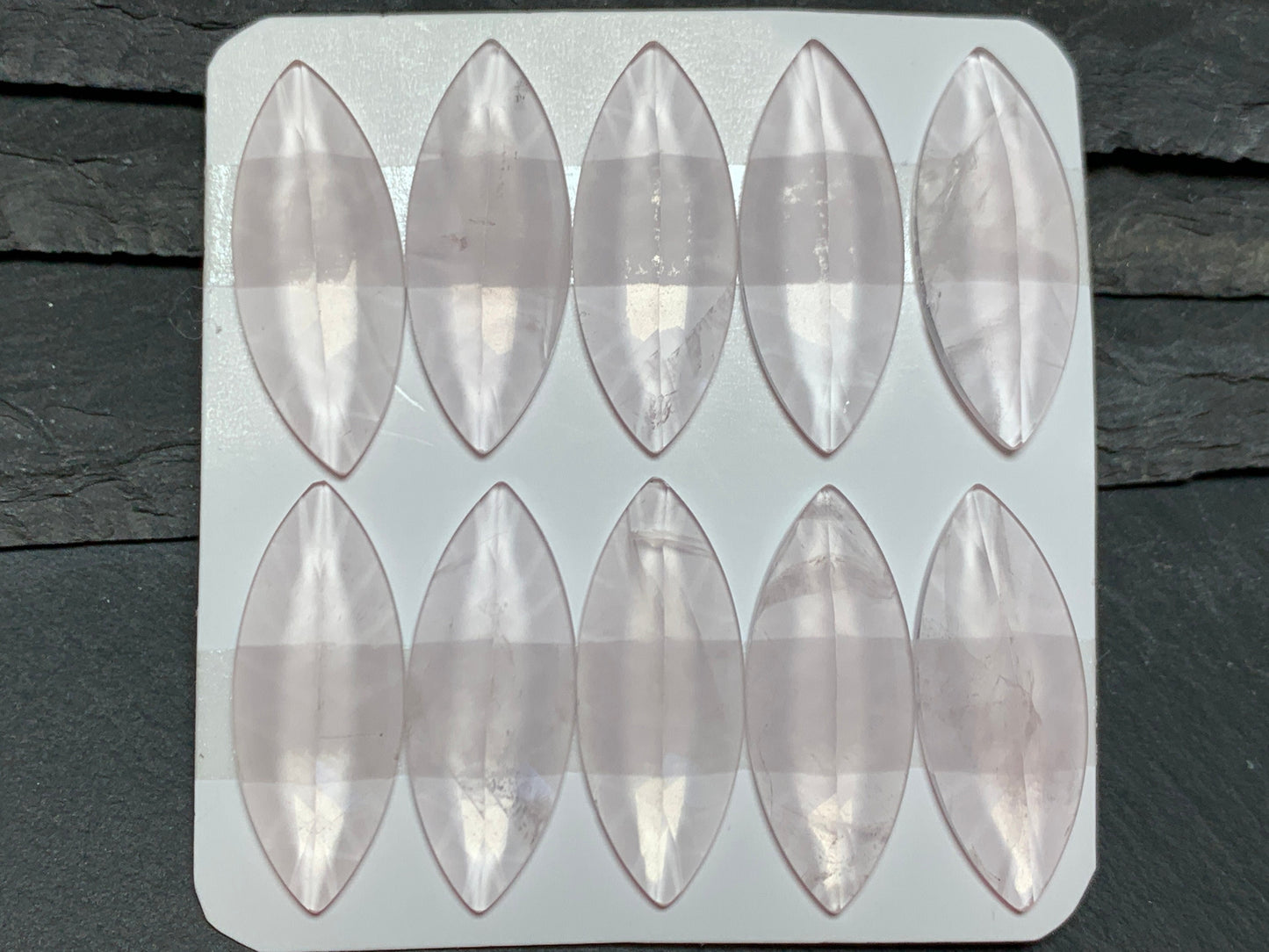 Faceted Rose Quartz marquise 12x30mm cabochon - Calibrated cabochons