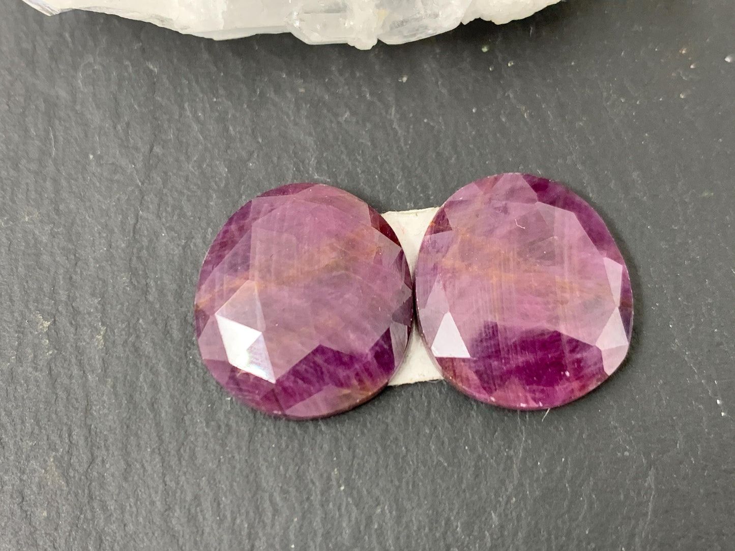 Faceted Ruby pair 14x16x3.5mm cabochon