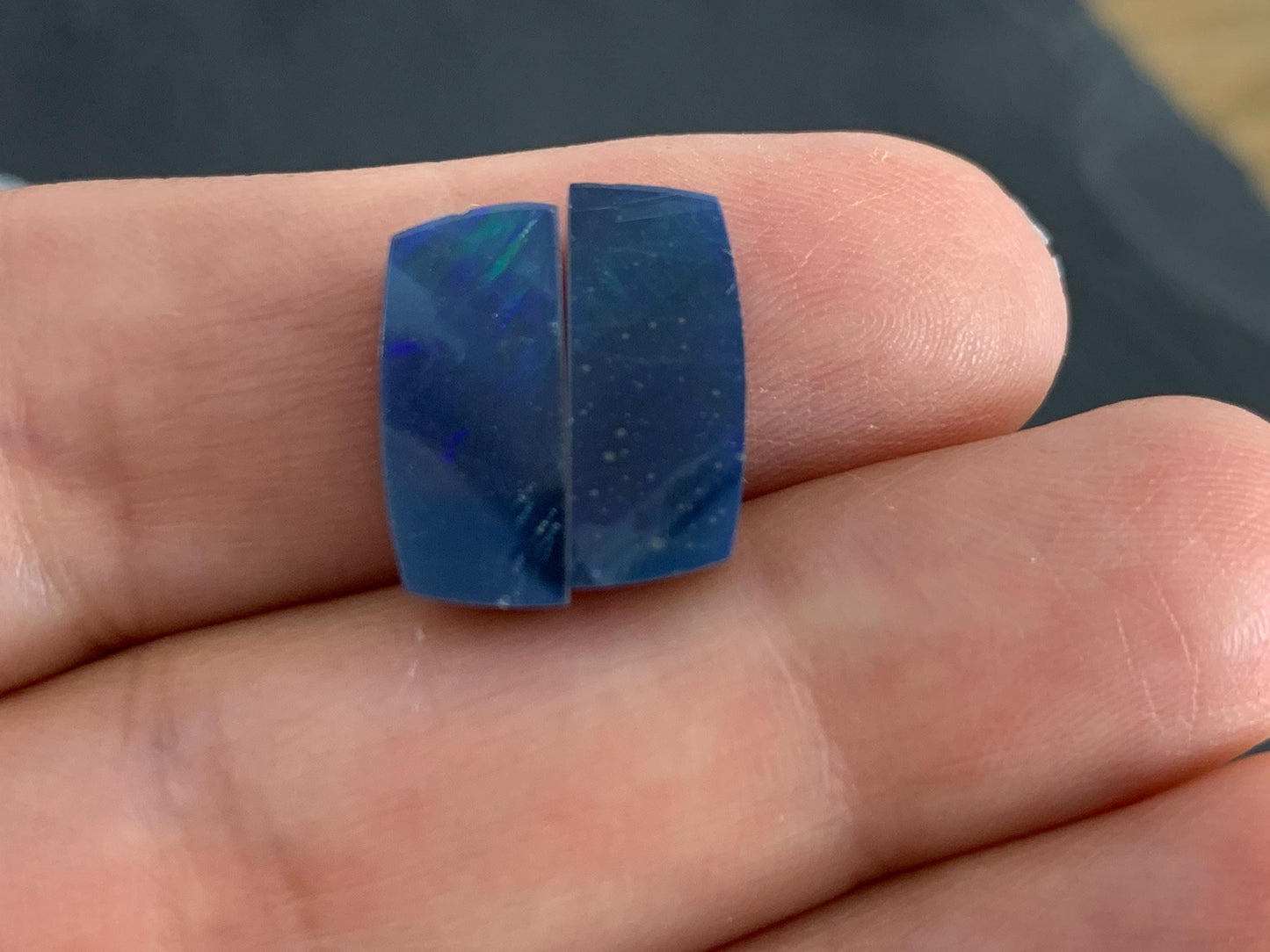 Australian Opal doublet 6x14x4mm pair of cabochons
