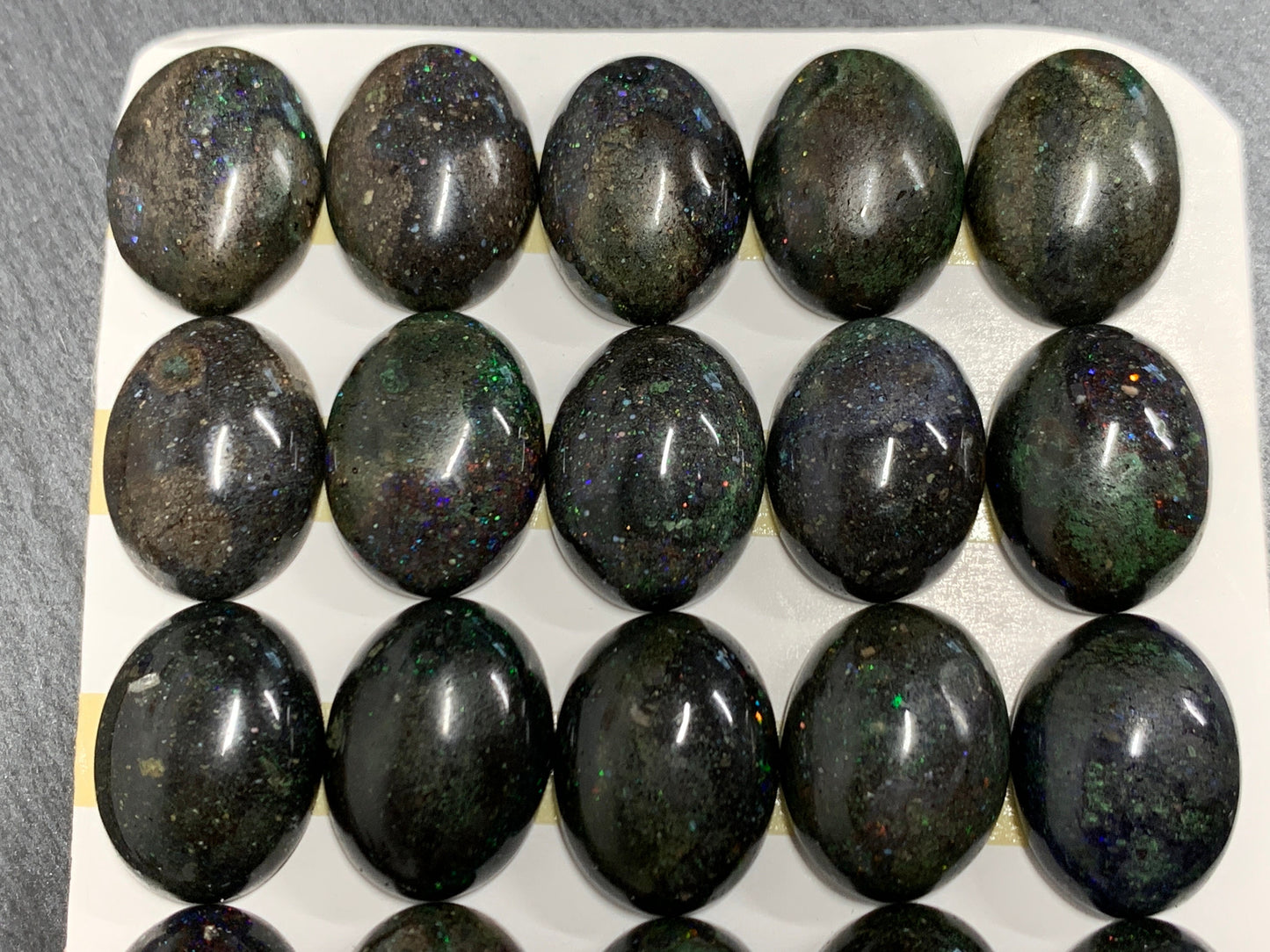 Black Andamooka Opal oval 12x16mm cabochon - Matrix Australian Opal