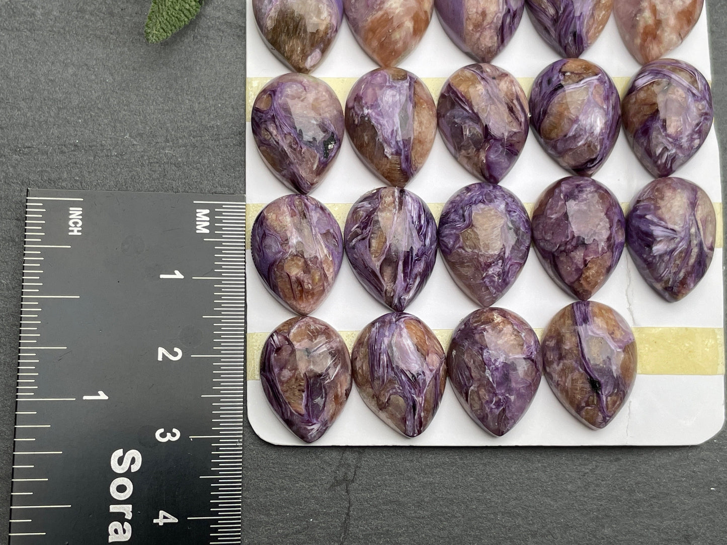 Charoite Pear 12x16mm cabochon - Calibrated cabochons