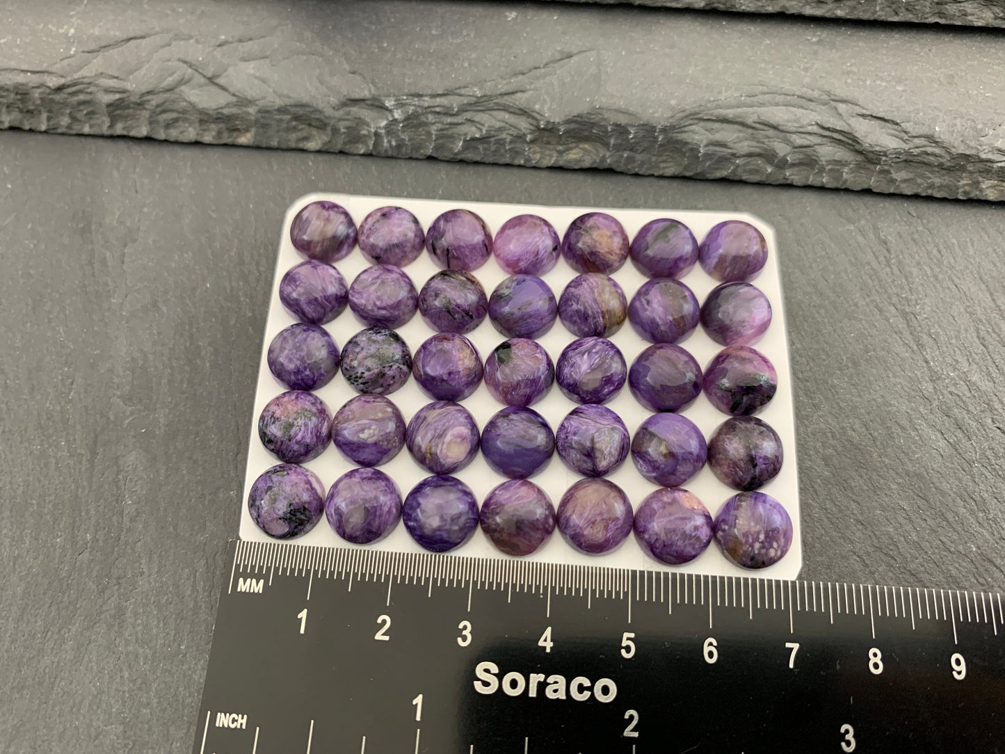 Charoite round 10mm cabochon - Calibrated cabochons