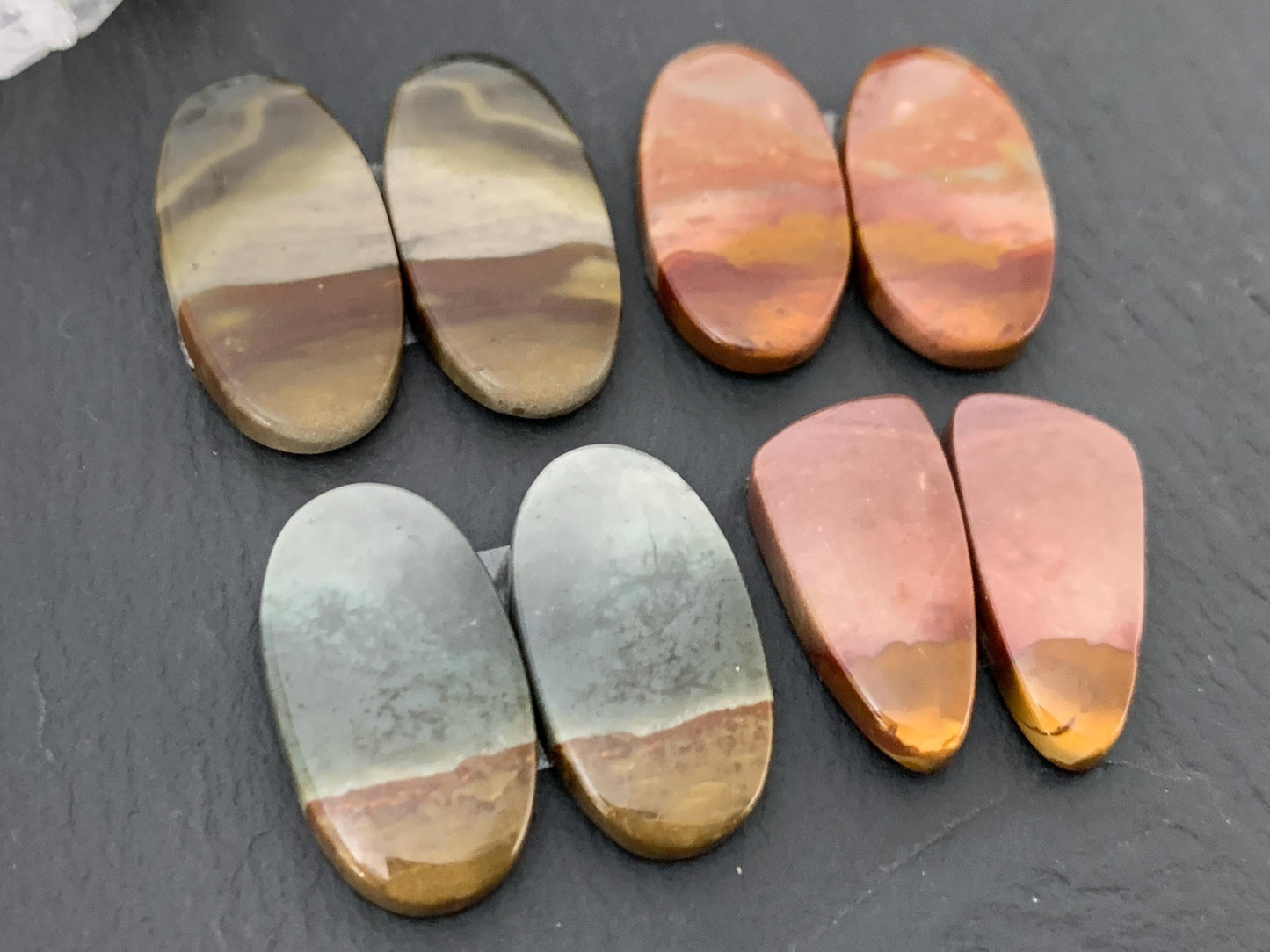 Polychrome Jasper cabochon pair