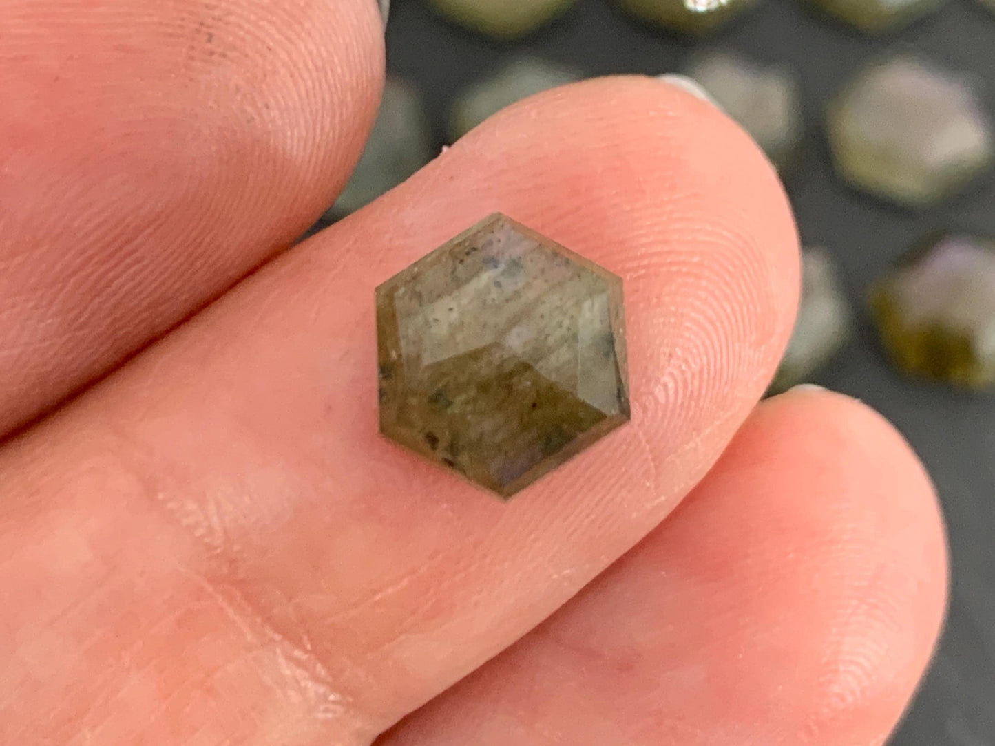 Faceted Labradorite hexagon 8mm cabochon