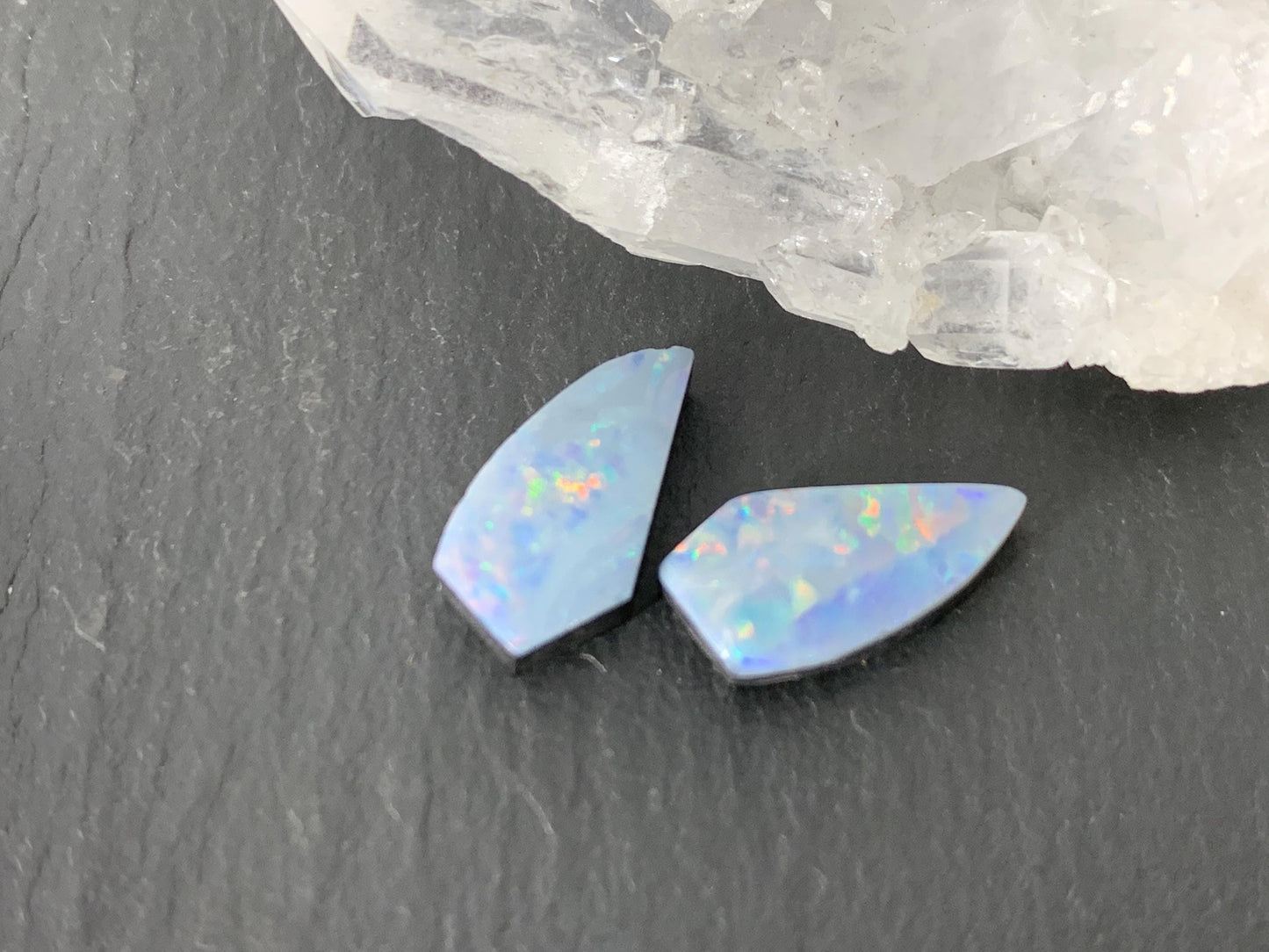 Australian Opal doublet 7x13x3mm pair of cabochons