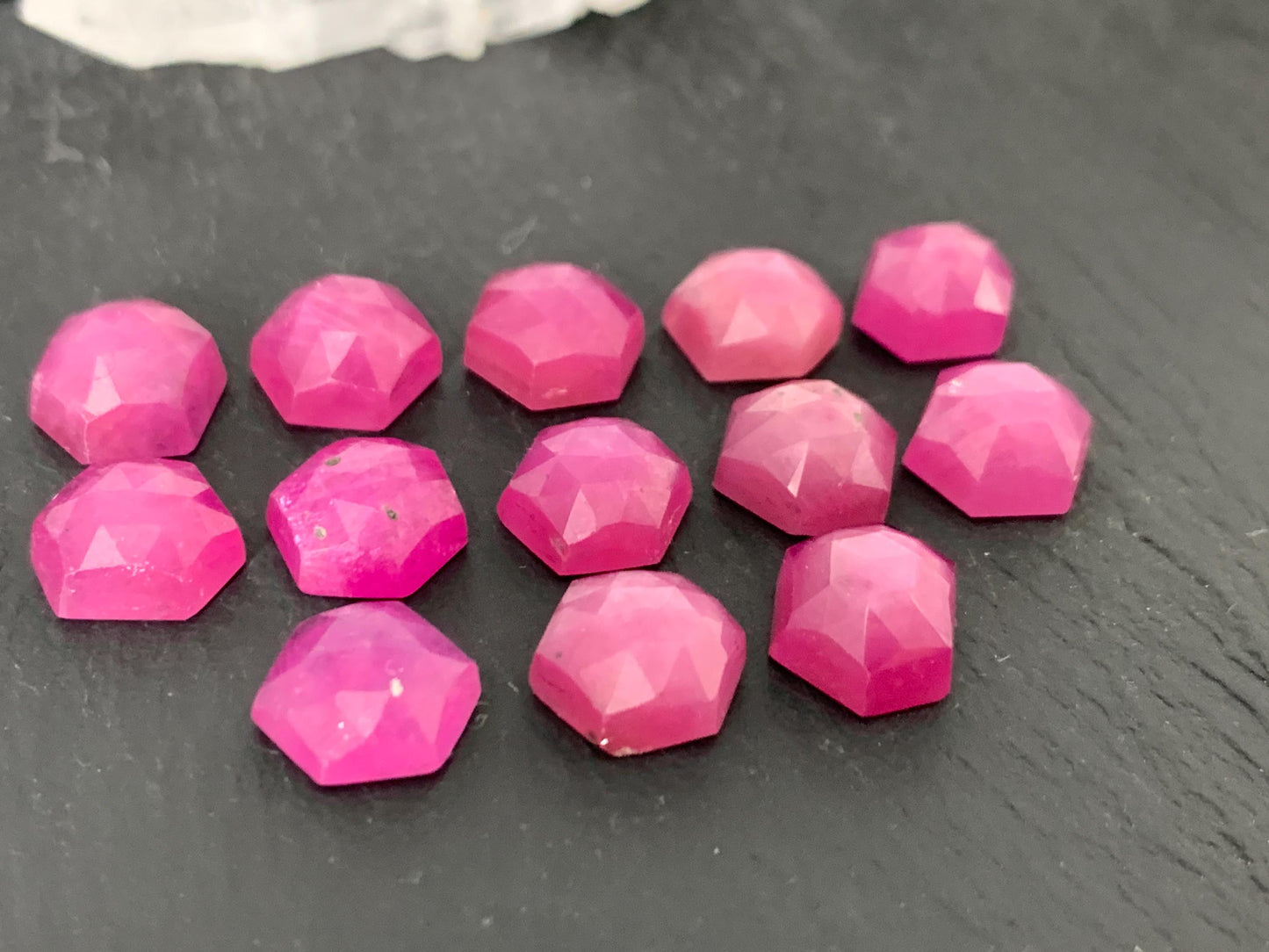 Faceted Pink Sapphire hexagon 8mm cabochon