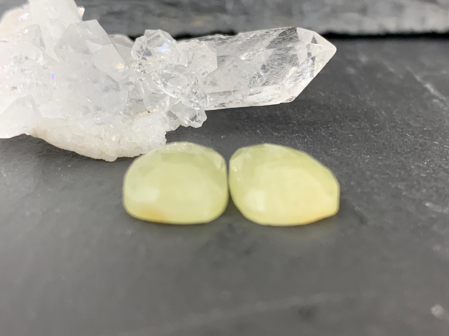 Faceted Yellow Sapphire pair 9x14x4mm cabochon