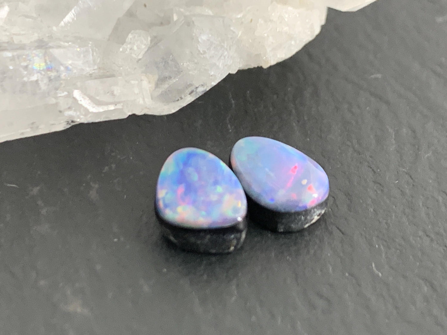 Australian Opal doublet 5x7mm pair of cabochons