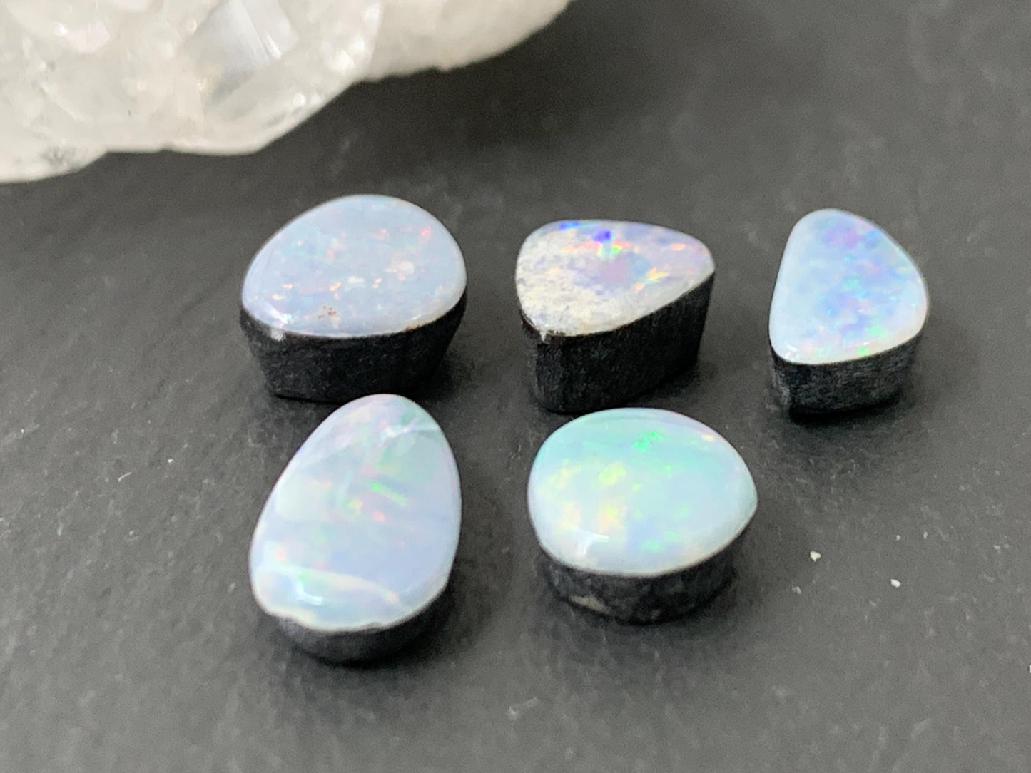 Australian Opal Doublet 6-9.5mm long cabochon - Select your piece