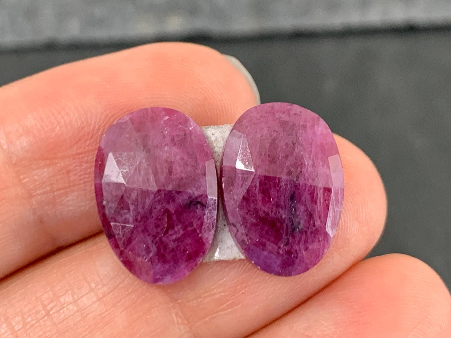 Faceted Ruby pair 11x15x3mm cabochon