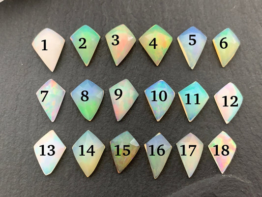 Faceted Ethiopian Opal kite 11-11.5mm cabochon