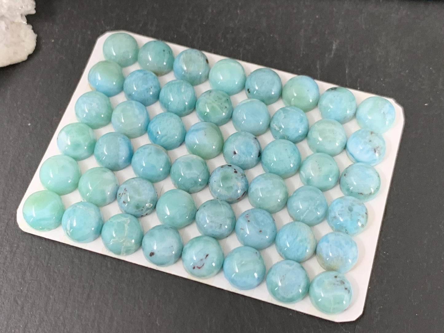 Larimar round 8mm cabochon - Calibrated cabochons