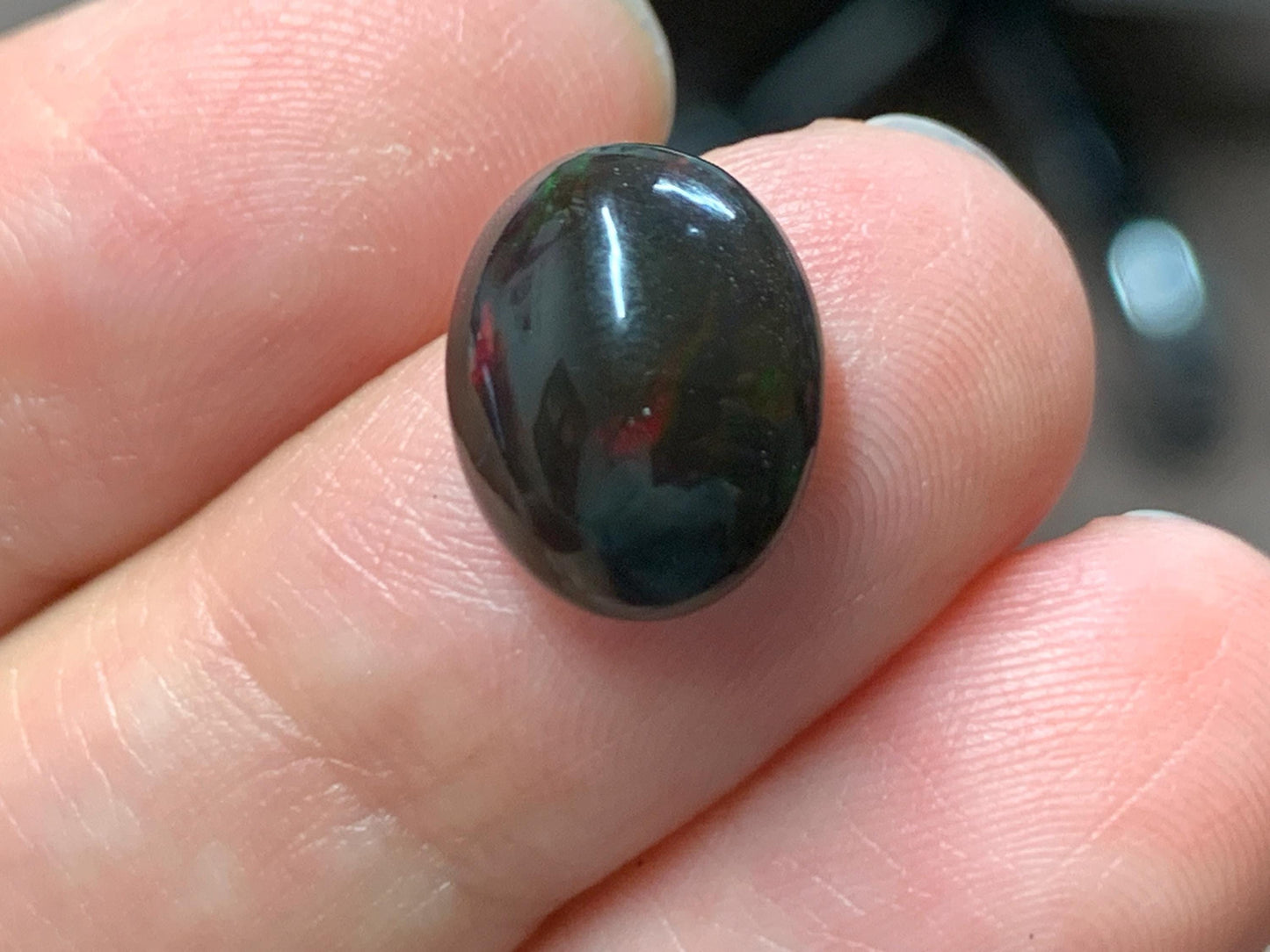 Black Ethiopian Opal 10x12x5.5mm cabochon