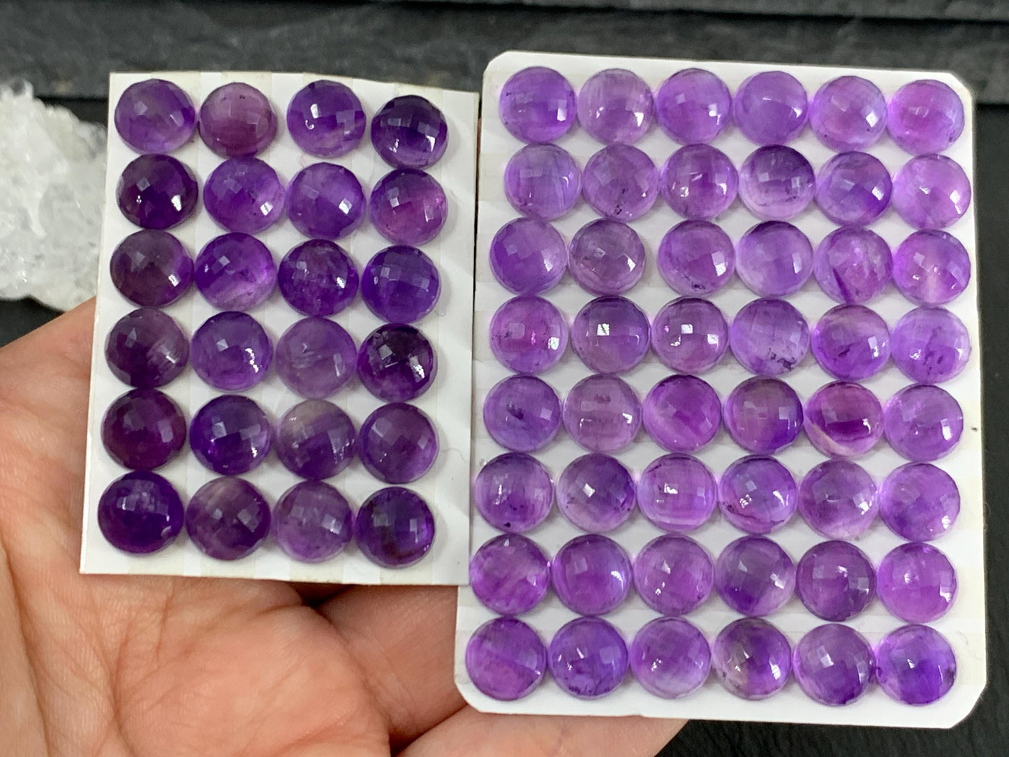 Faceted Amethyst round 8mm cabochon - Calibrated cabochons