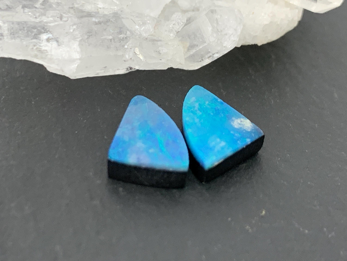 Australian Opal doublet 7x9x3mm pair of cabochons