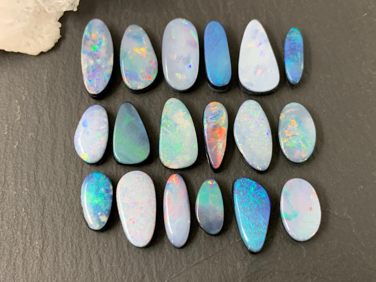 Australian Opal doublet 11-16mm long cabochon