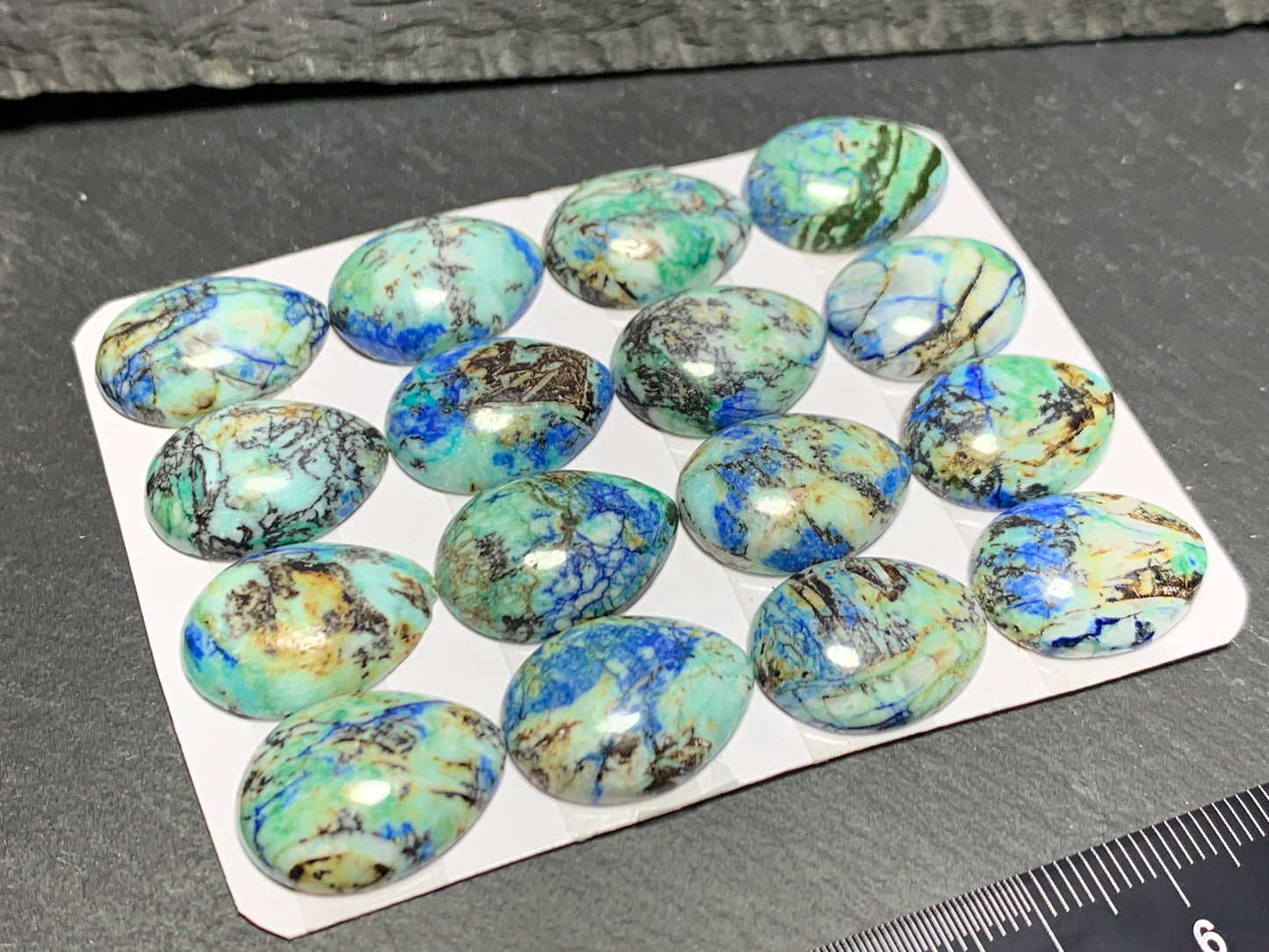 Azurite pear 15x20mm cabochon - Calibrated cabochons