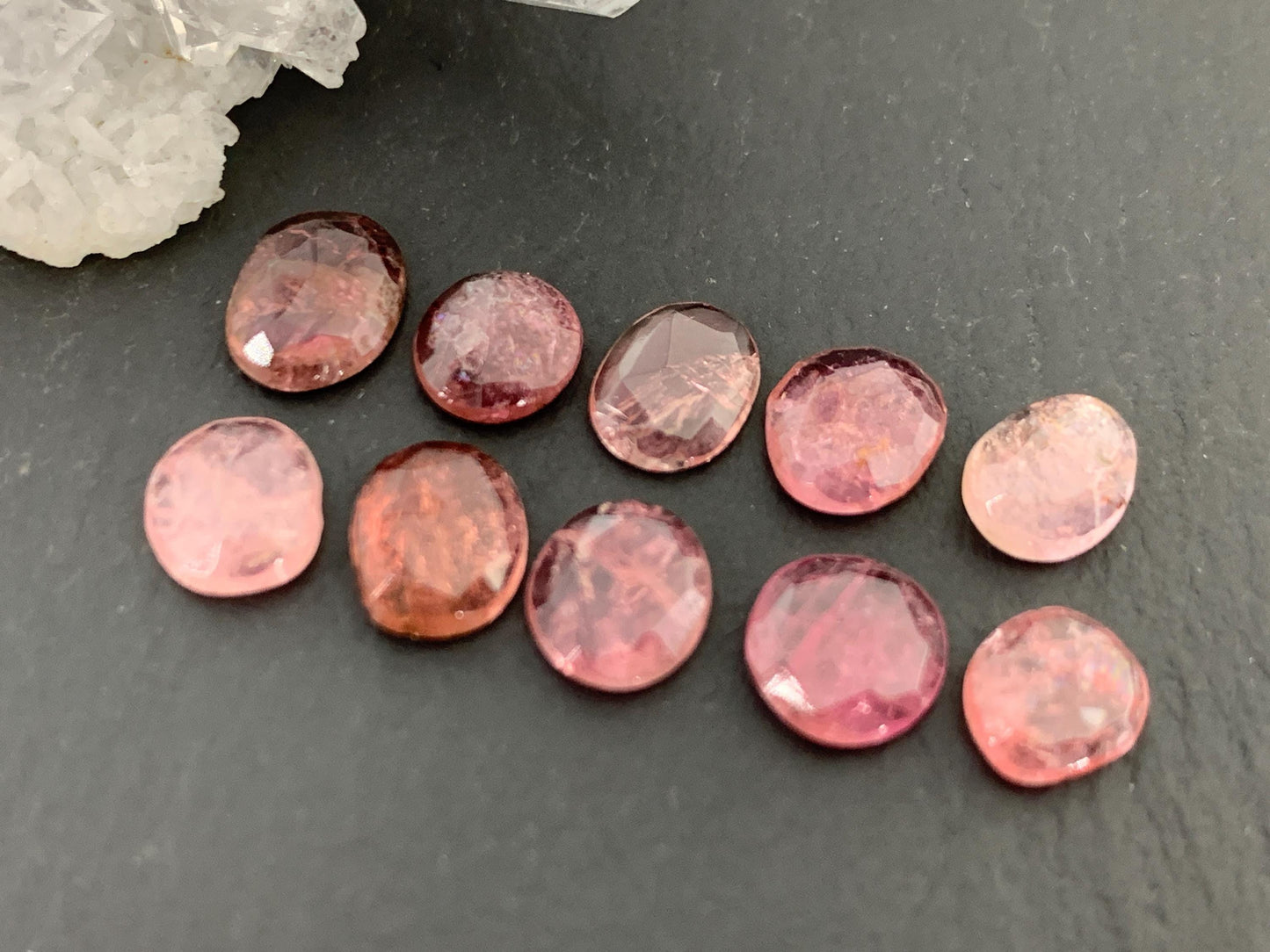 Faceted Tourmaline oval 6-8mm long cabochon