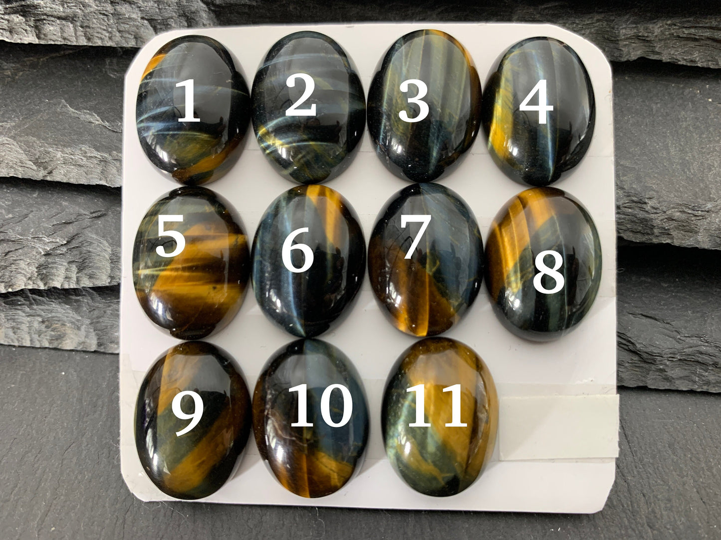 Yellow Blue Tiger Eye oval 15x20mm cabochon - Calibrated cabochons
