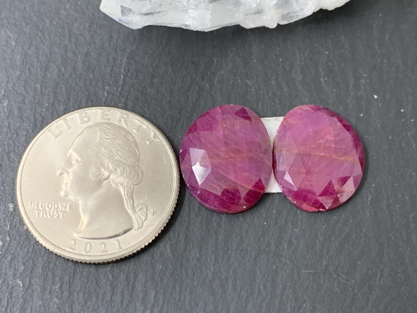 Discounted Faceted Ruby pair 13x17x3.5mm cabochon