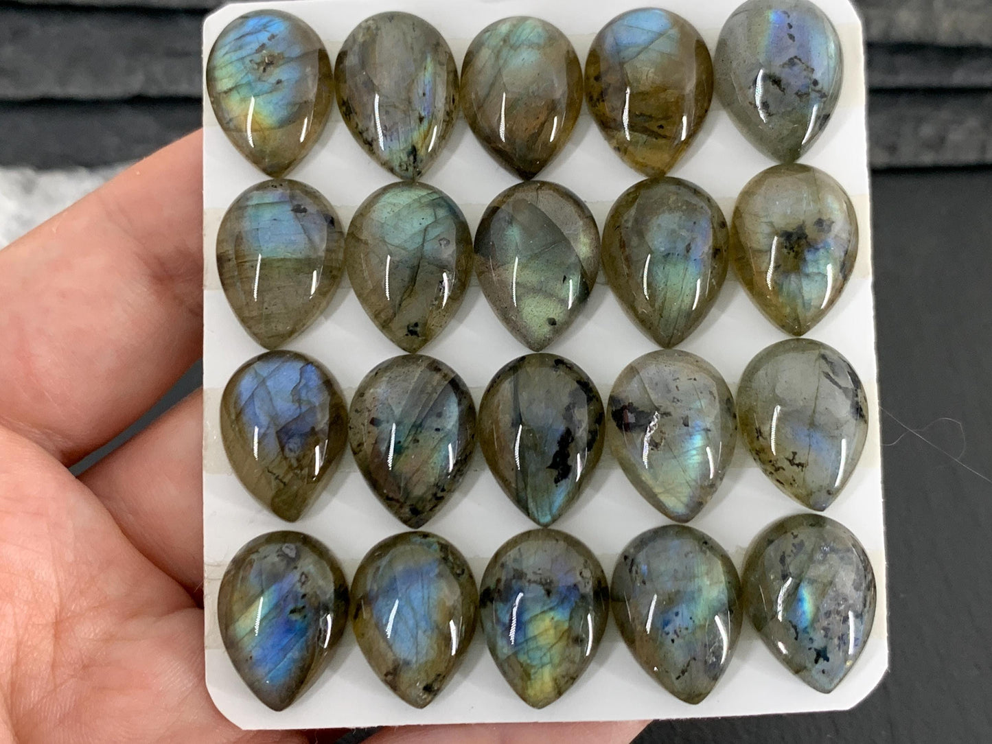 Labradorite pear 12x16mm Cabochon - Calibrated Cabochons