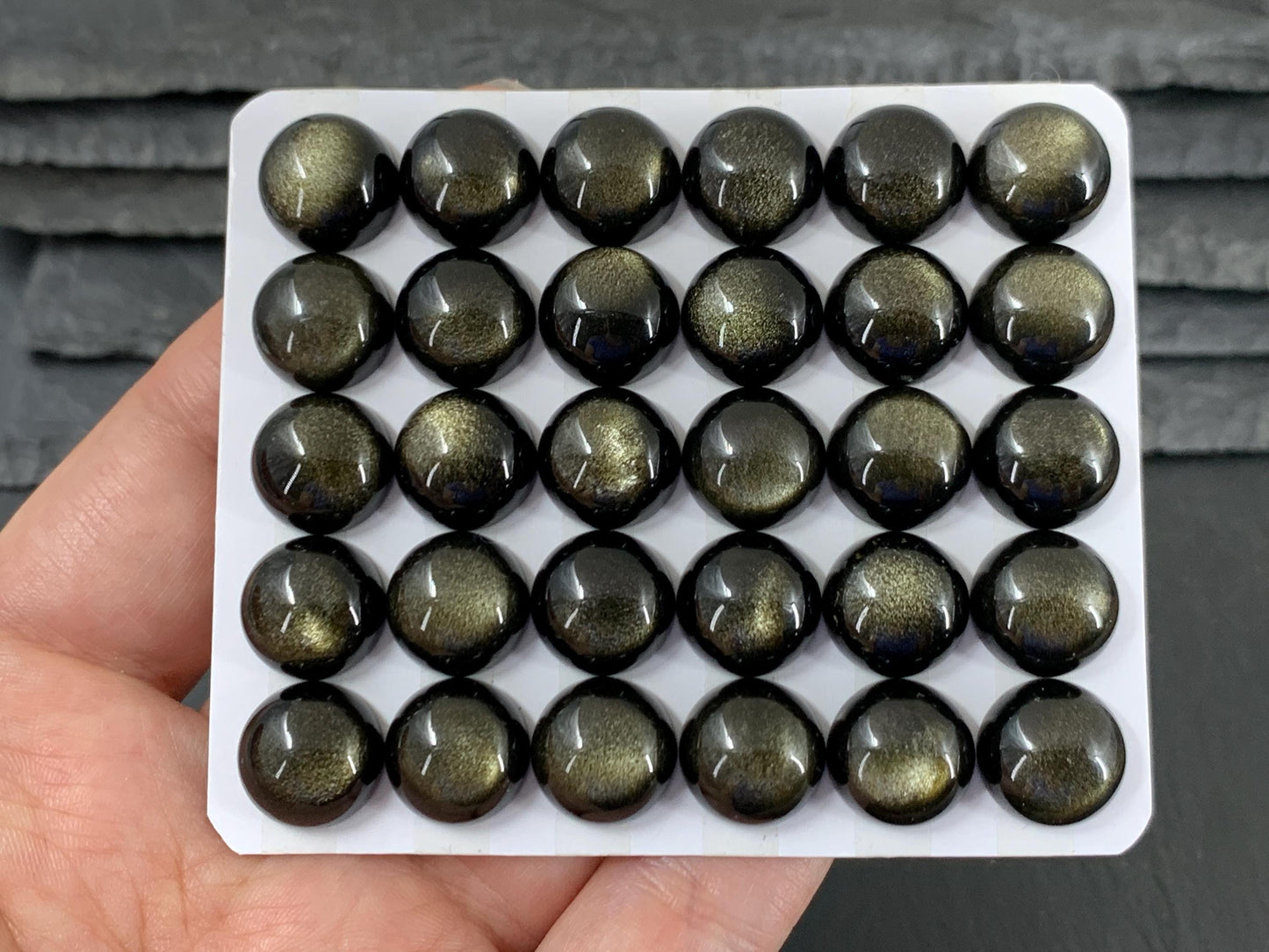 Gold Obsidian round 12mm cabochon - Calibrated cabochons
