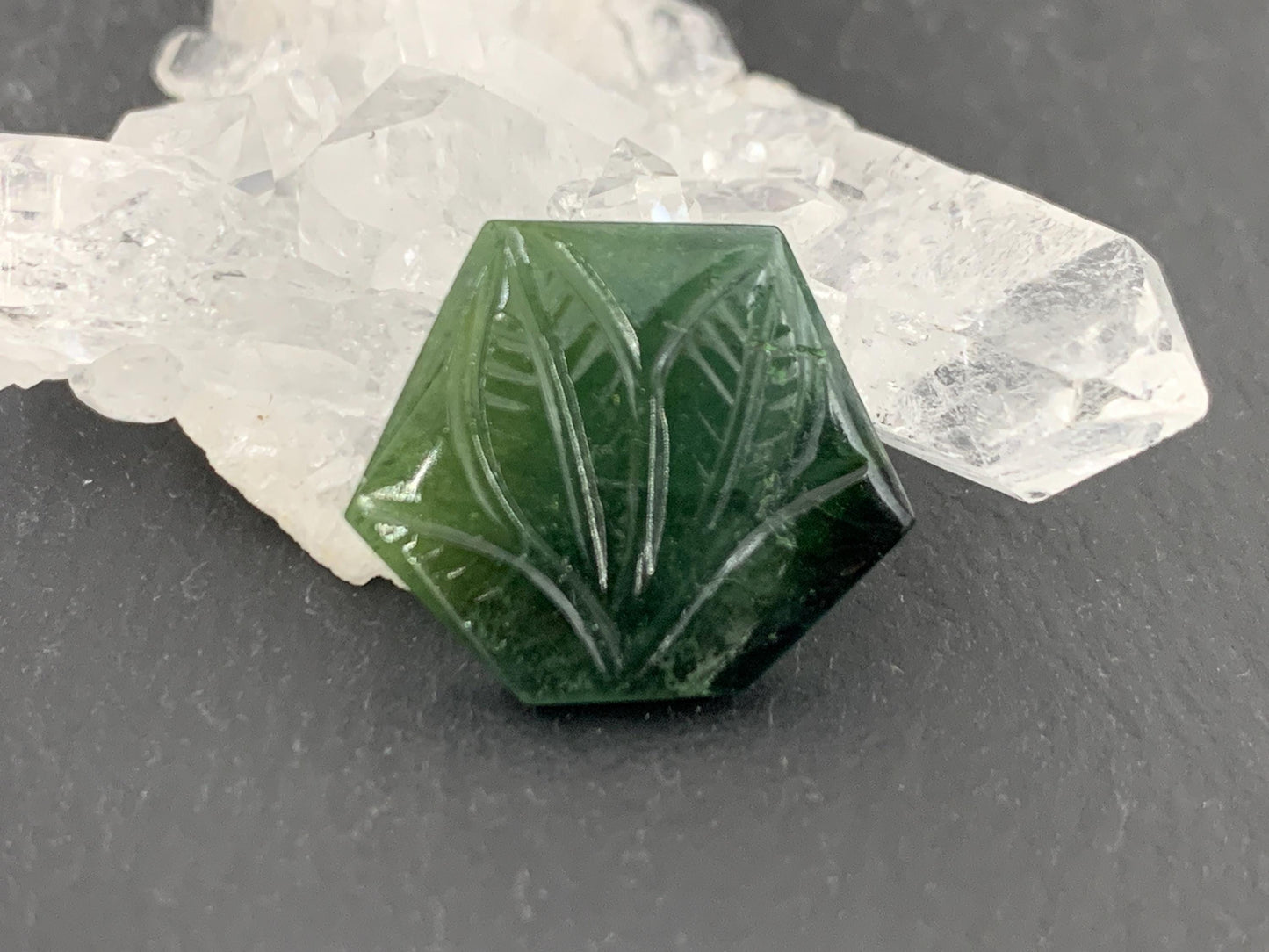 Carved Tourmaline 17x15x4mm cabochon