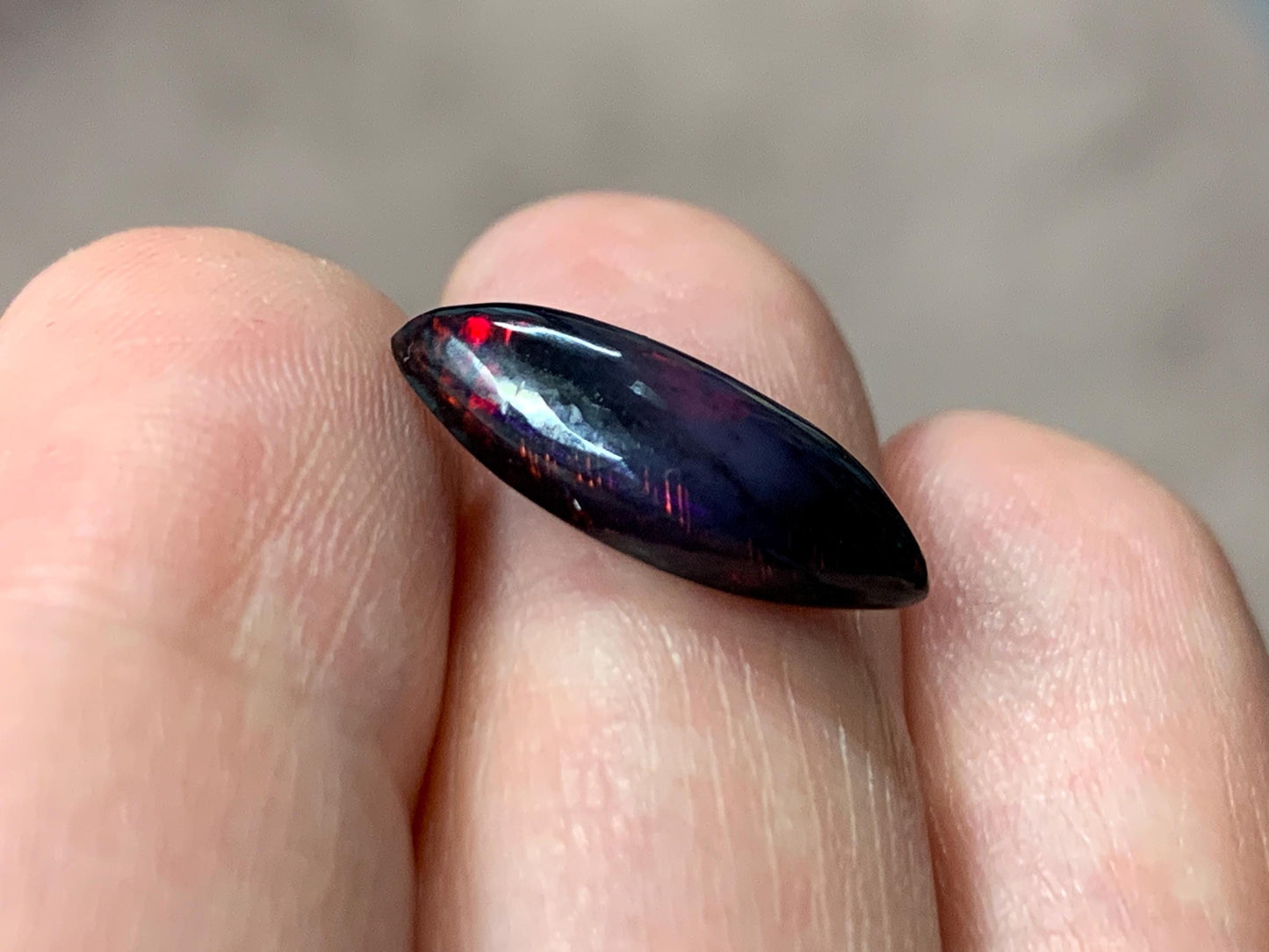 Black Ethiopian Opal marquise 7x17x4mm cabochon