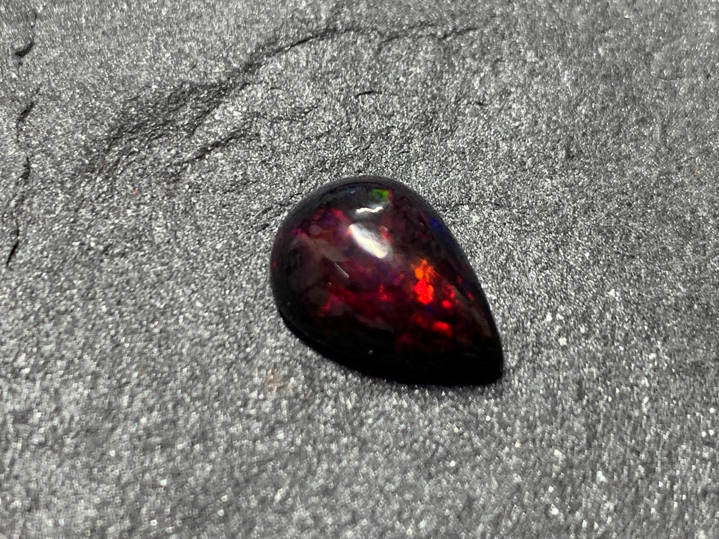 Black Ethiopian Opal pear 9x13x5mm cabochon