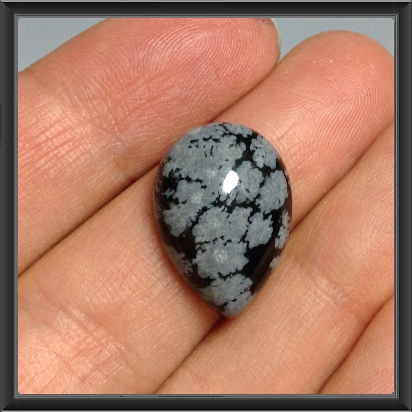 Snowflake Obsidian pear 13x18mm cabochon - Calibrate cabochons