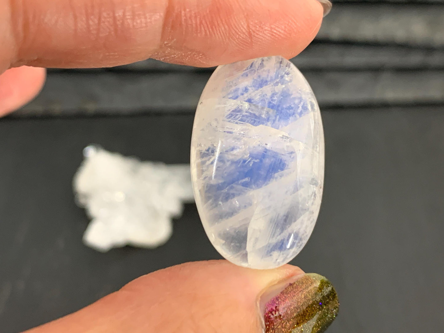 Rainbow Moonstone oval 29x18x8mm cabochon