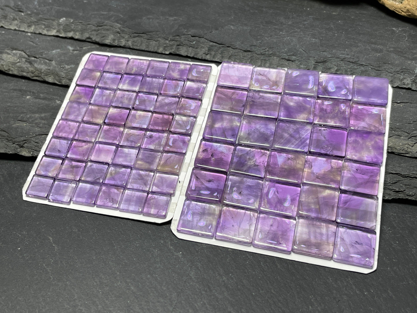 Flat Amethyst Square 8mm, 10mm, 12mm cabochon - Calibrated cabochons