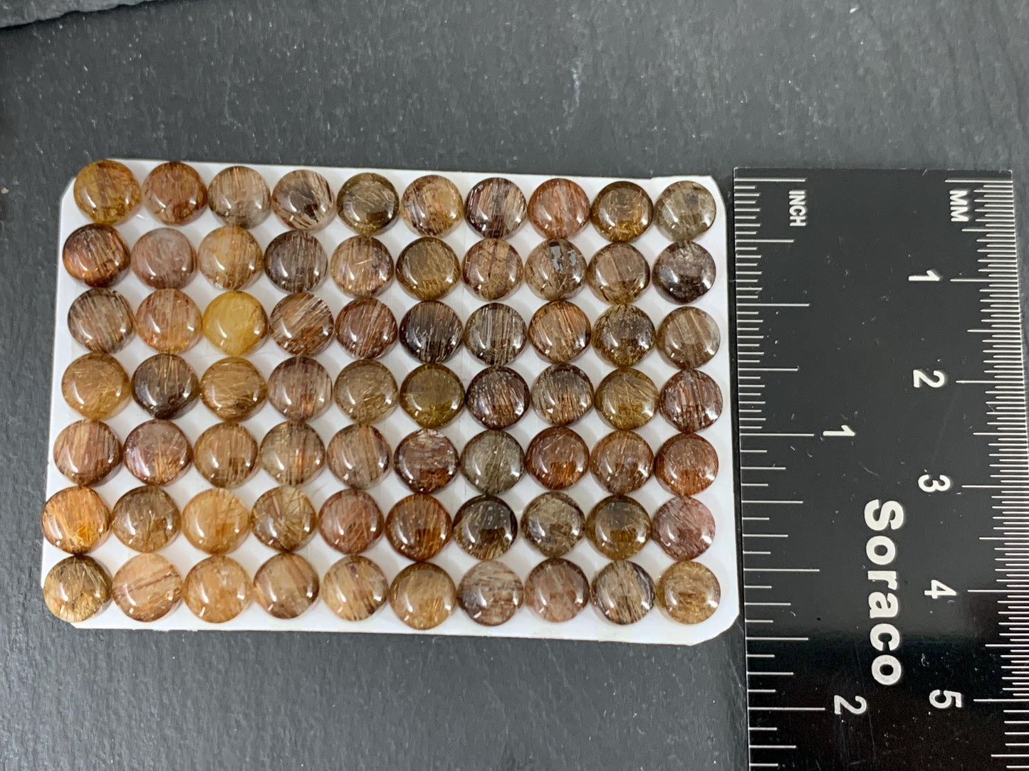 Copper Rutilated Quartz round 6mm cabochon - Calibrated cabochons