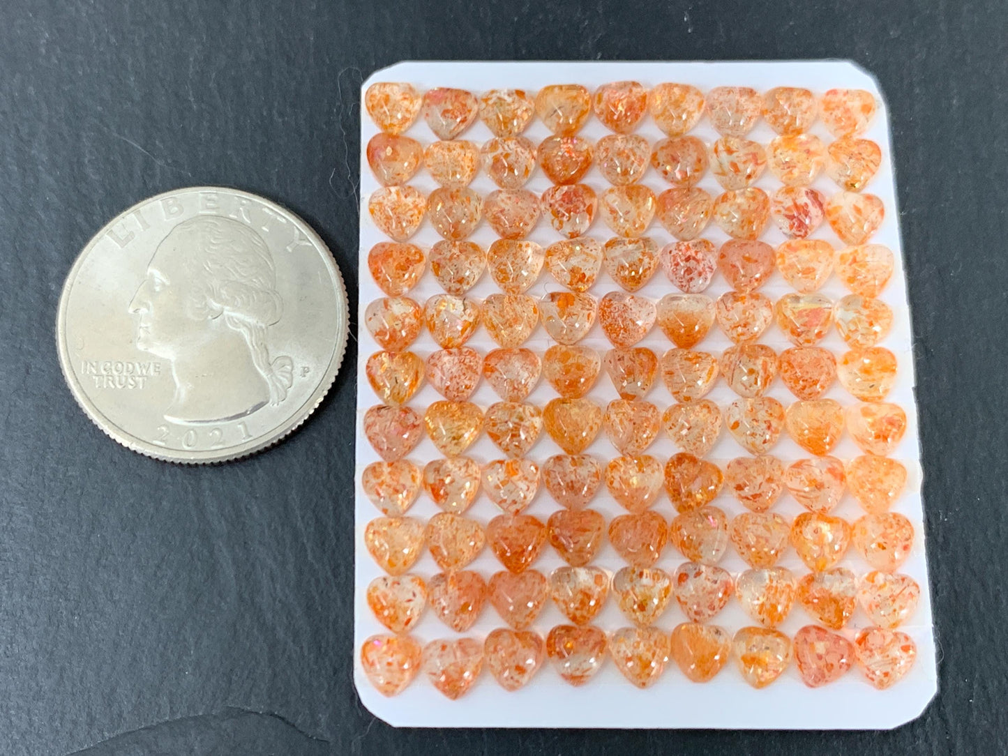 Sunstone heart 5mm cabochon - Calibrated cabochons